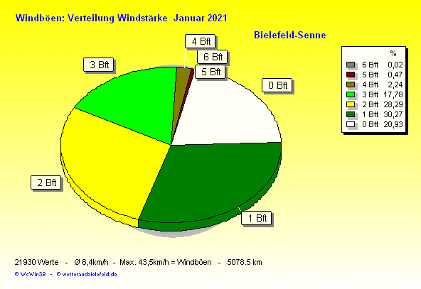 Windstärke im Januar 2021