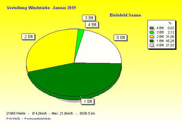 Windstärke im Januar 2019