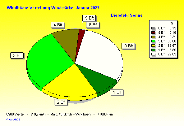 Windstärke im Januar 2023